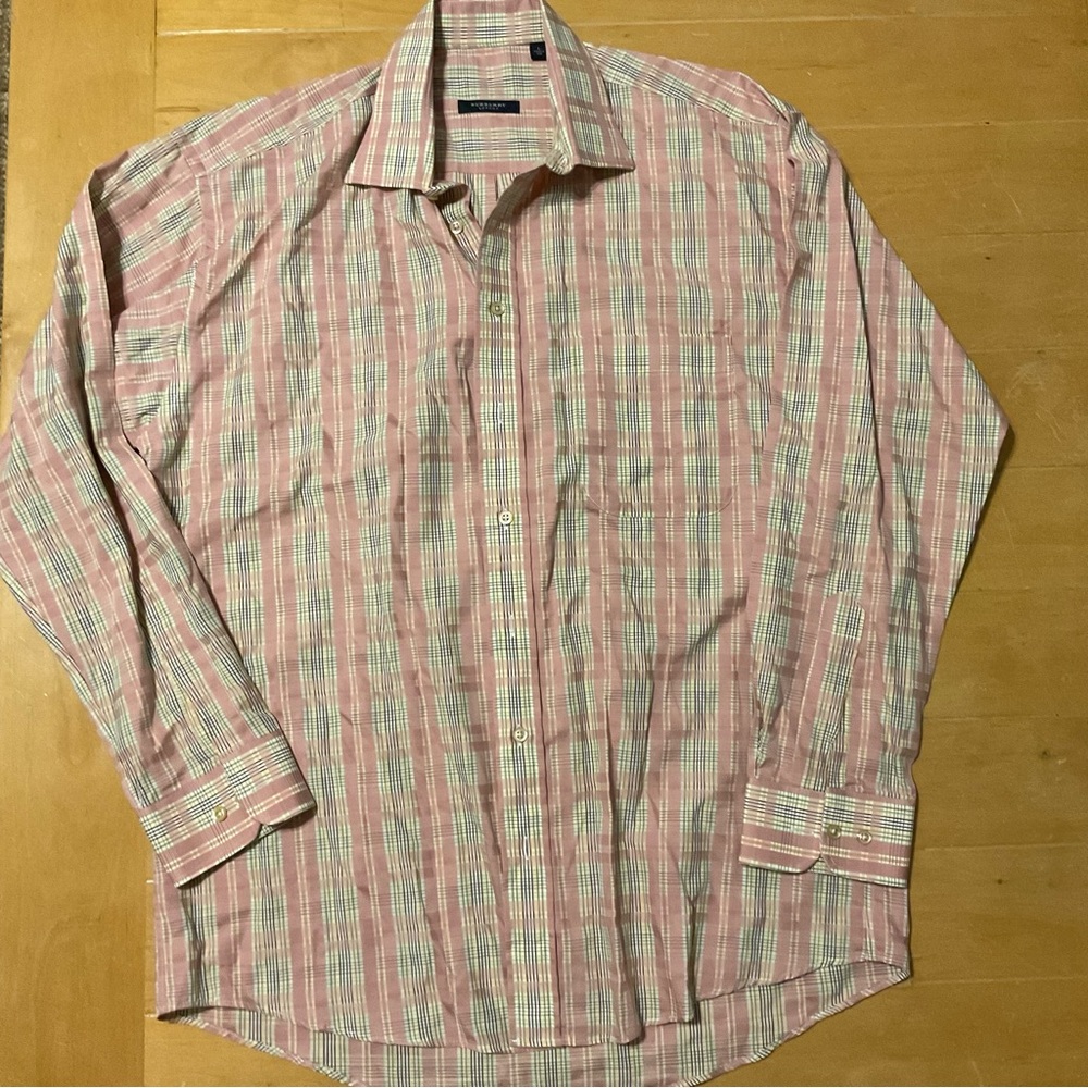 Burberry London Dress Shirt L Logo Striped
